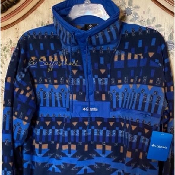 NWT Columbia Fleece Jacket Pullover Powder Keg Blu - Picture 2 of 2